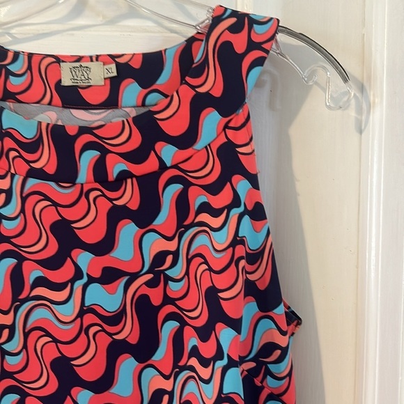 Women’s Katherine Way V-Neck Sleeveless Multi Color Nylon & Spandex Dress Sz XL - Picture 4 of 9